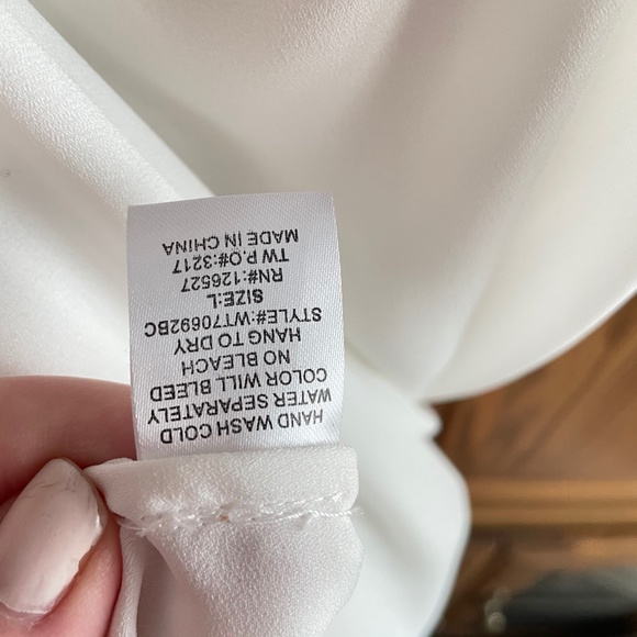 Womens White or Ivory Flowy Tank Top with Sparkle - Picture 7 of 7